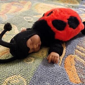 Anne Geddes Sleeping Baby Ladybug Vintage Collector's Doll